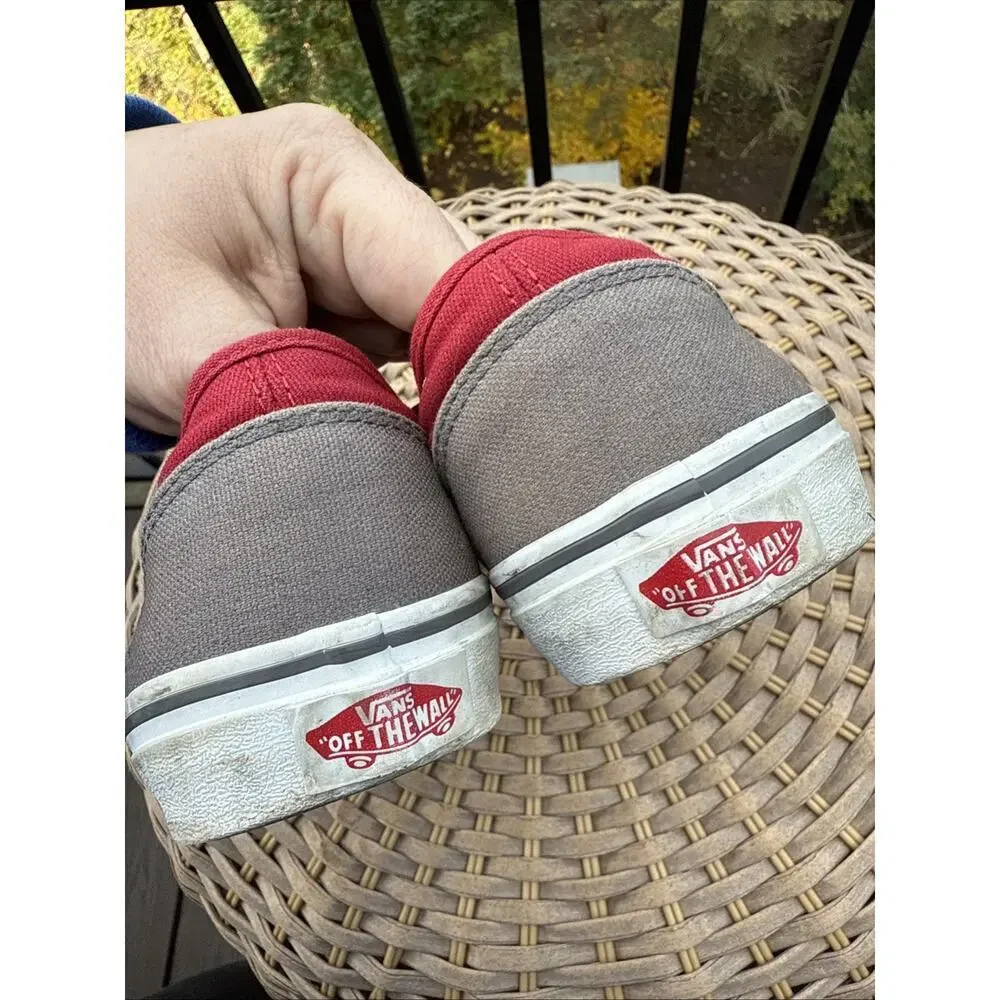 Vans Red and Gray Lace Up Sneakers Youth 5.5 Kids EU 37 UK 4.5 Shoes Kicks